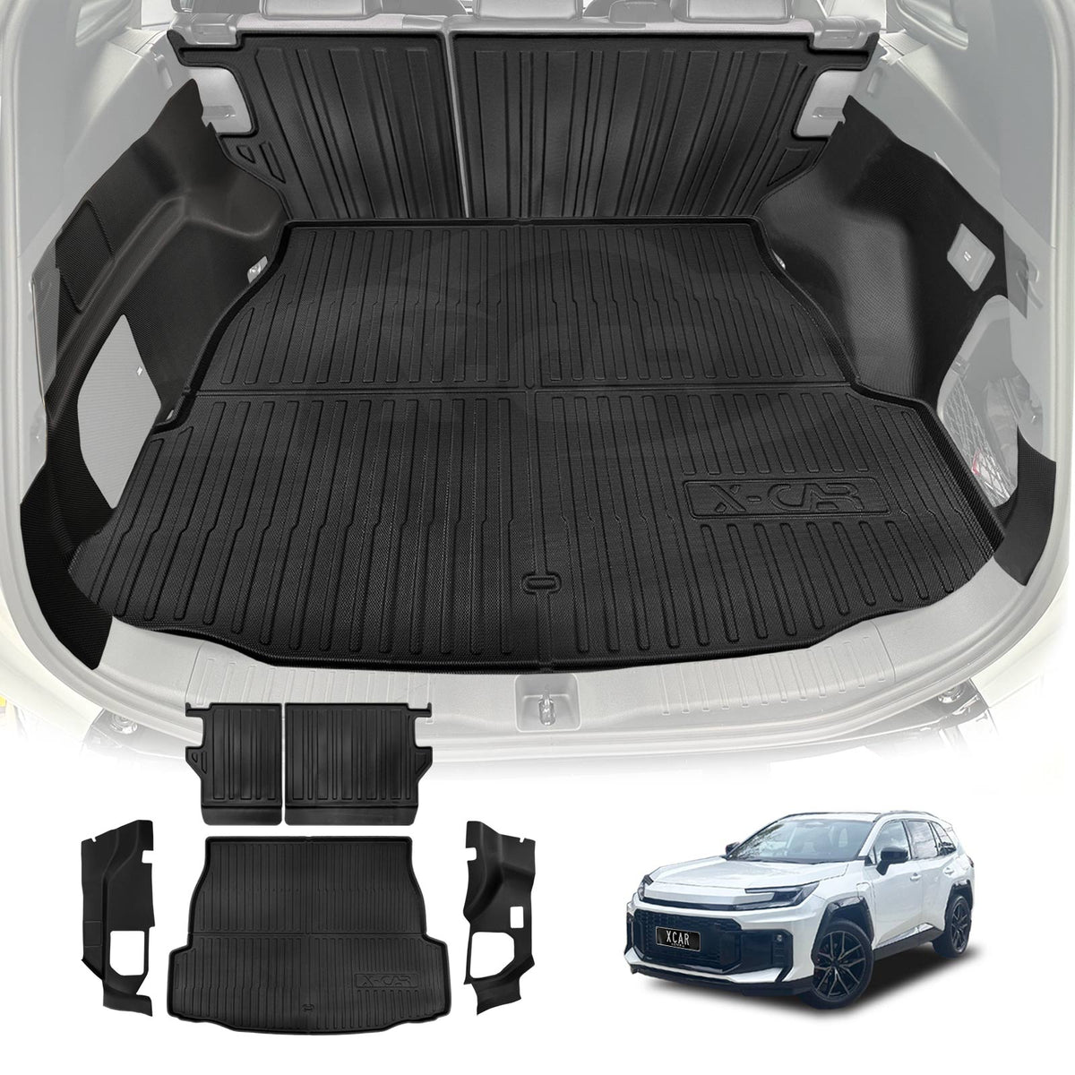 Boot Liner Kick Mats for Toyota Rav4 6th 2026-Onwards with Boot Side Speaker All Weather Heavy Duty Cargo Car Seat Side Trunk Protector