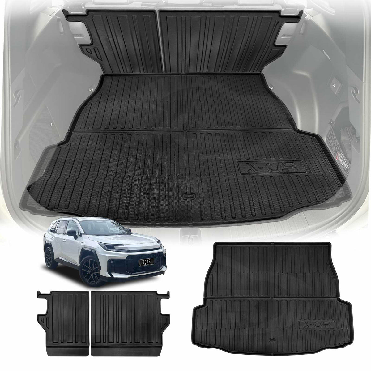 Boot Liner Kick Mats Set for Toyota RAV4 6th 2026-Onwards with Boot Side Speaker All Weather Heavy Duty Cargo Car Trunk Back Seat Protector
