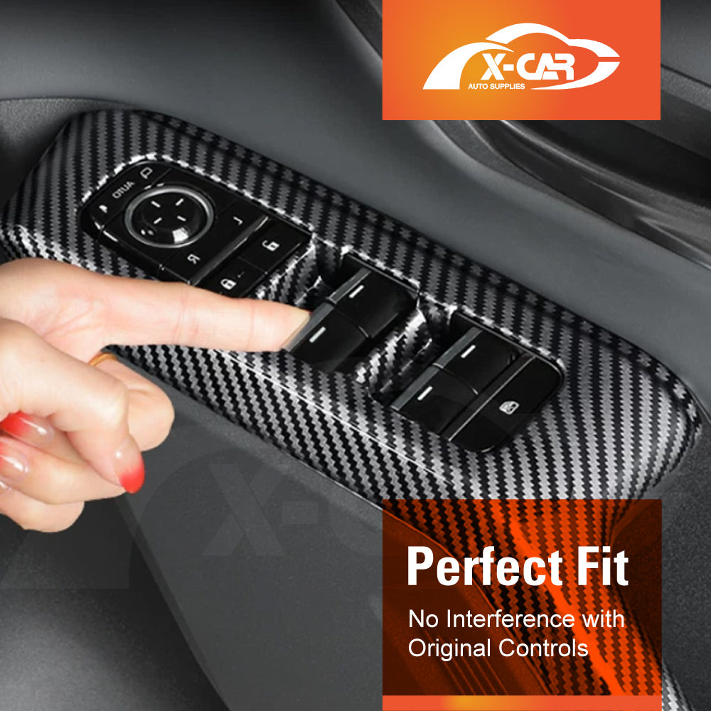 Power Window Control Switch Panel Trims for Toyota RAV4 6th Gen XA60 2026-Onwards Carbon Fiber Style Decor Cover Protector Set