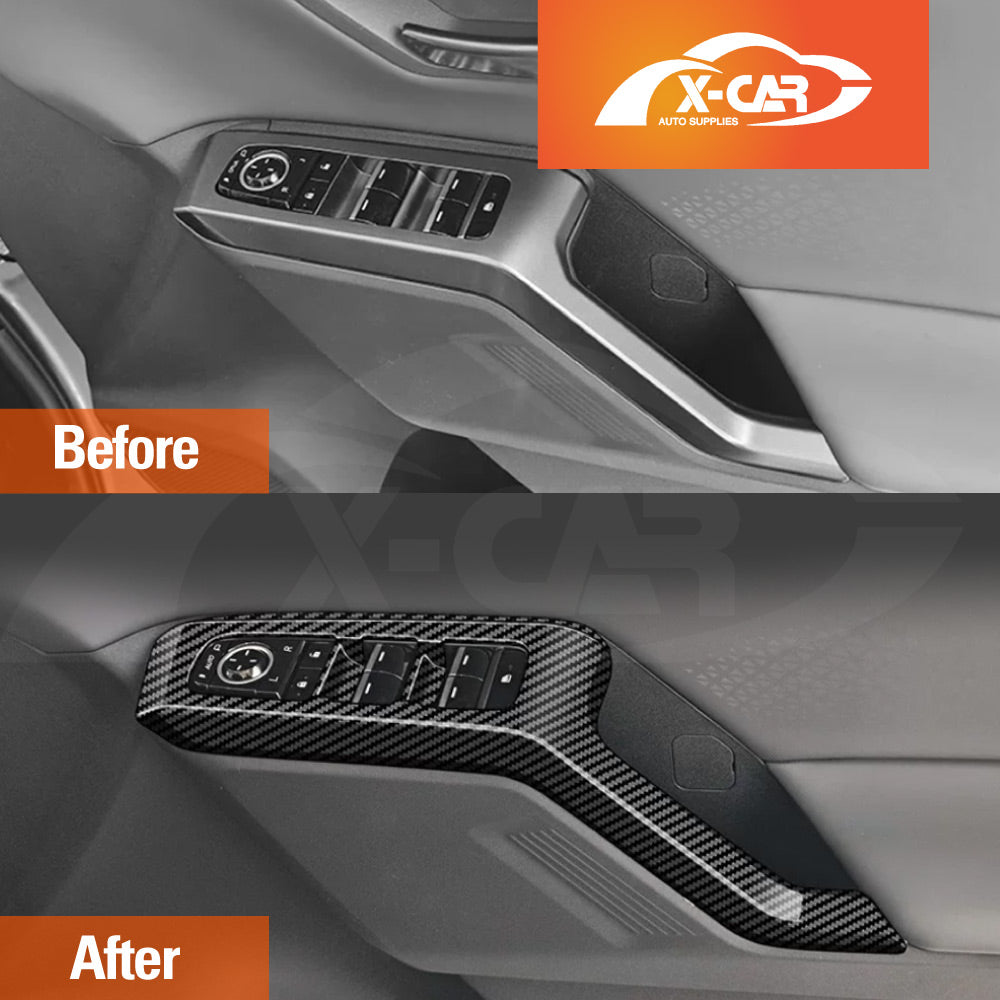 Power Window Control Switch Panel Trims for Toyota RAV4 6th Gen XA60 2026-Onwards Carbon Fiber Style Decor Cover Protector Set