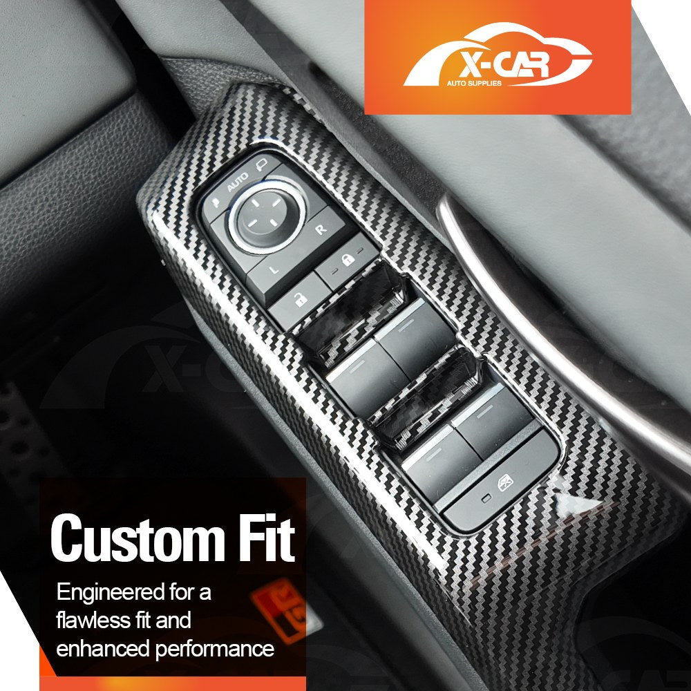 Power Window Control Switch Panel Trims for Toyota RAV4 6th Gen XA60 2026-Onwards Carbon Fiber Style Decor Cover Protector Set