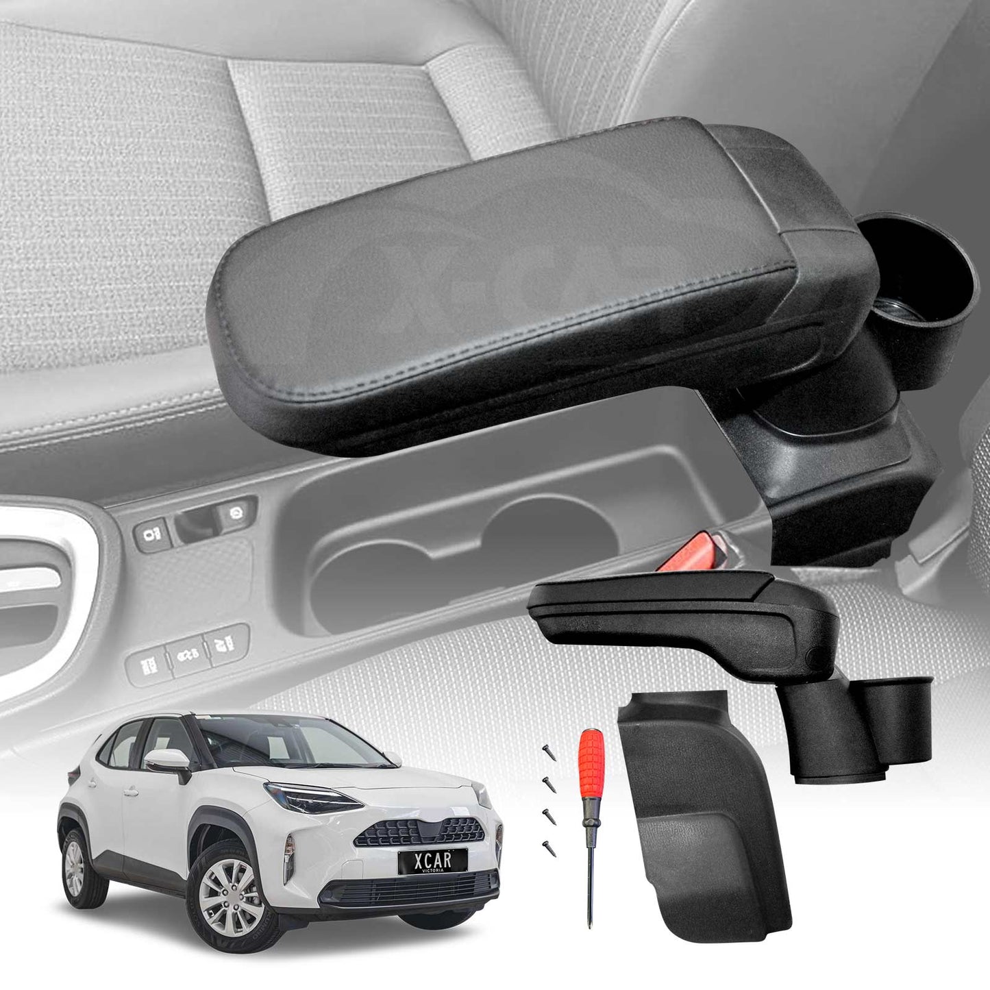 Central Armrest Storage Box with Cup Holder for Toyota Yaris Cross MXP 2020-Onwards Arm Rest Car Interior Accessories