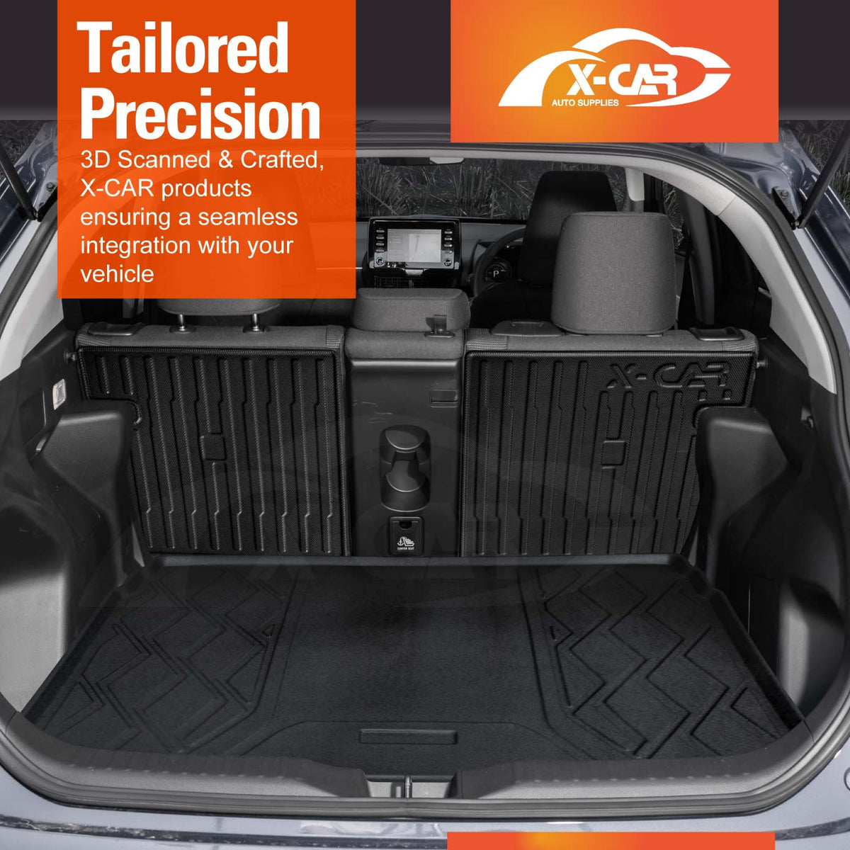 Boot Liner Kick Mats Set for Toyota Yaris Cross MXP Series 2020-Onwards All Weather Heavy Duty Cargo Car Trunk Back Seat Protector
