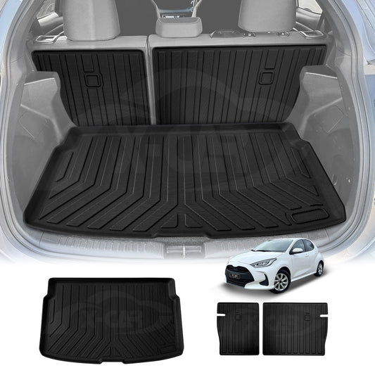 Boot Liner Kick Mats Set for Toyota Yaris Hatch 2020-Onwards All Weather Heavy Duty Cargo Car Trunk Back Seat Protector