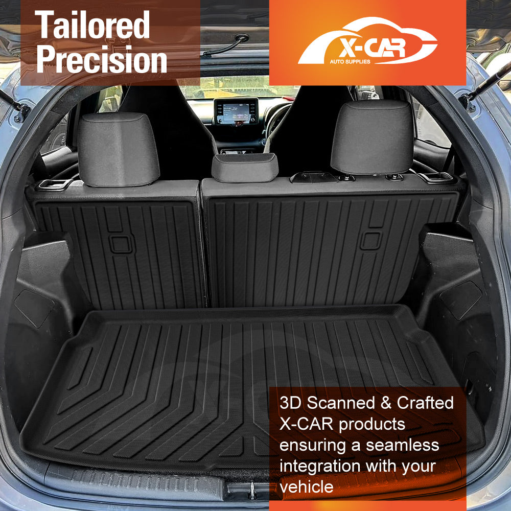 Floor Mats Boot Liner Set for Toyota Yaris Hatch 2020-Onwards All Weather Heavy Duty Car Trunk Cargo Kick Back Seat Protector Cover
