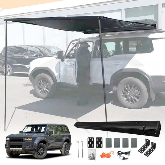 LED light Car Side Awning Camping Shade for Toyota Prado 250 Series 2024-2025 UV Waterproof 4WD Durable Sunshade