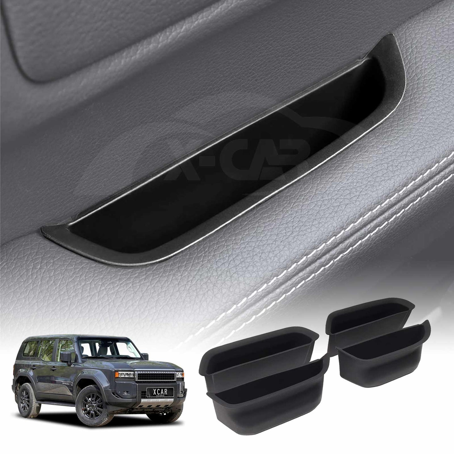 Door Handle Storage Box for Toyota Prado 250 Series 2024-Onwards Storage Pocket Organizer Tray Pack of 4
