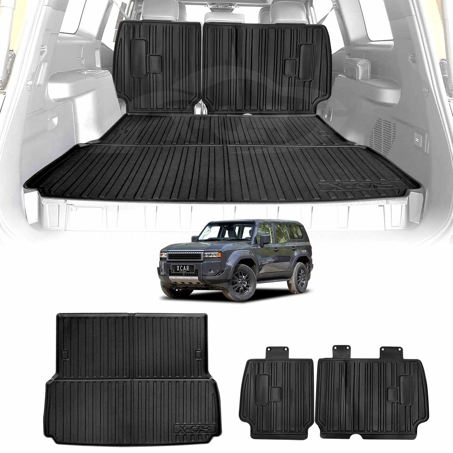 Boot Liner Back Seat Protector for Toyota Prado 250 Series 5-Seater 2024-2025 All Weather Heavy Duty Cargo Car Trunk Kick Mats