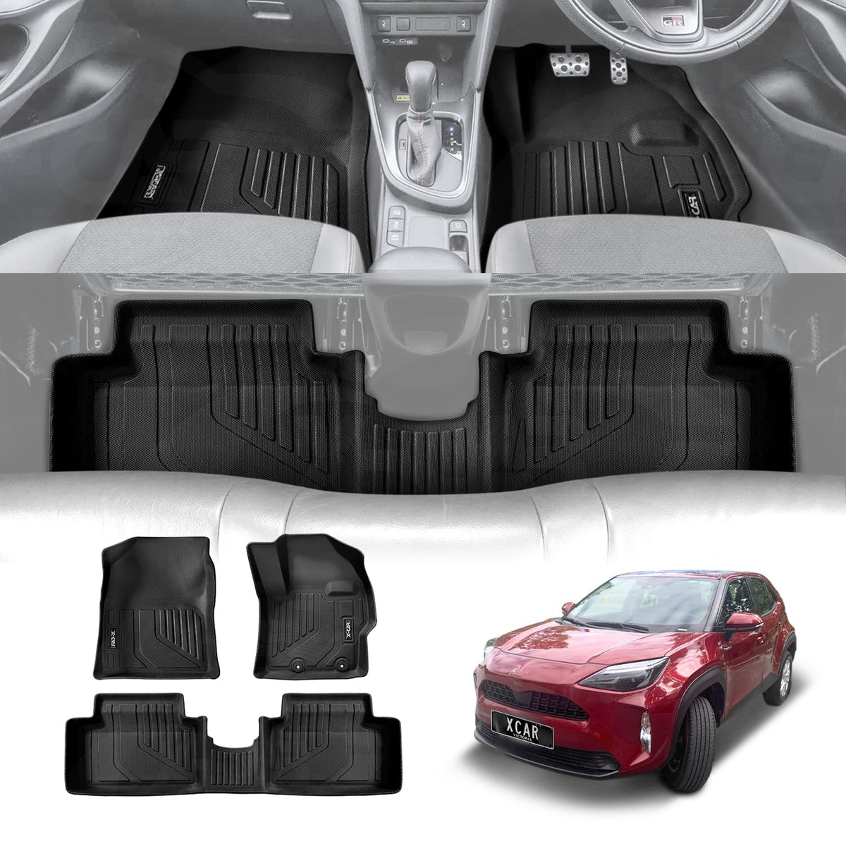 3D Floor Mats for Toyota Yaris Cross MXP Series 2020-Onwards Heavy Duty All Weather Car Mats Carpet Liner Set