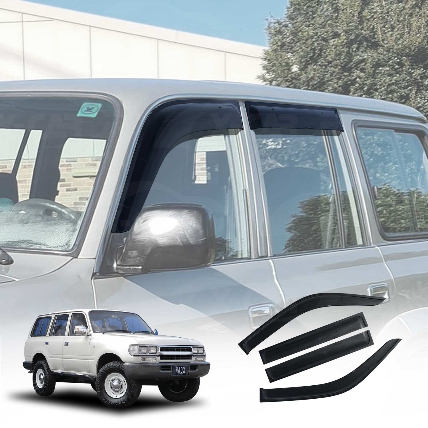 Weathershields for Toyota Landcruiser 80 Series LC80 1991-1998 Car Weather Shields Wind Deflectors Window Sun Visor 4 Pcs