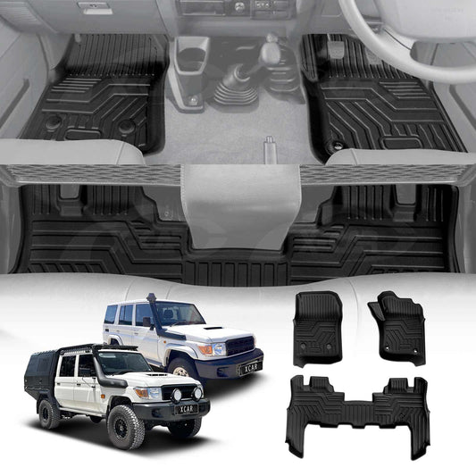 3D Floor Mats for Toyota Landcruiser 70/79/76 Series 2012-Onwards Customized Heavy Duty All Weather Car Liner Full Set Carpet