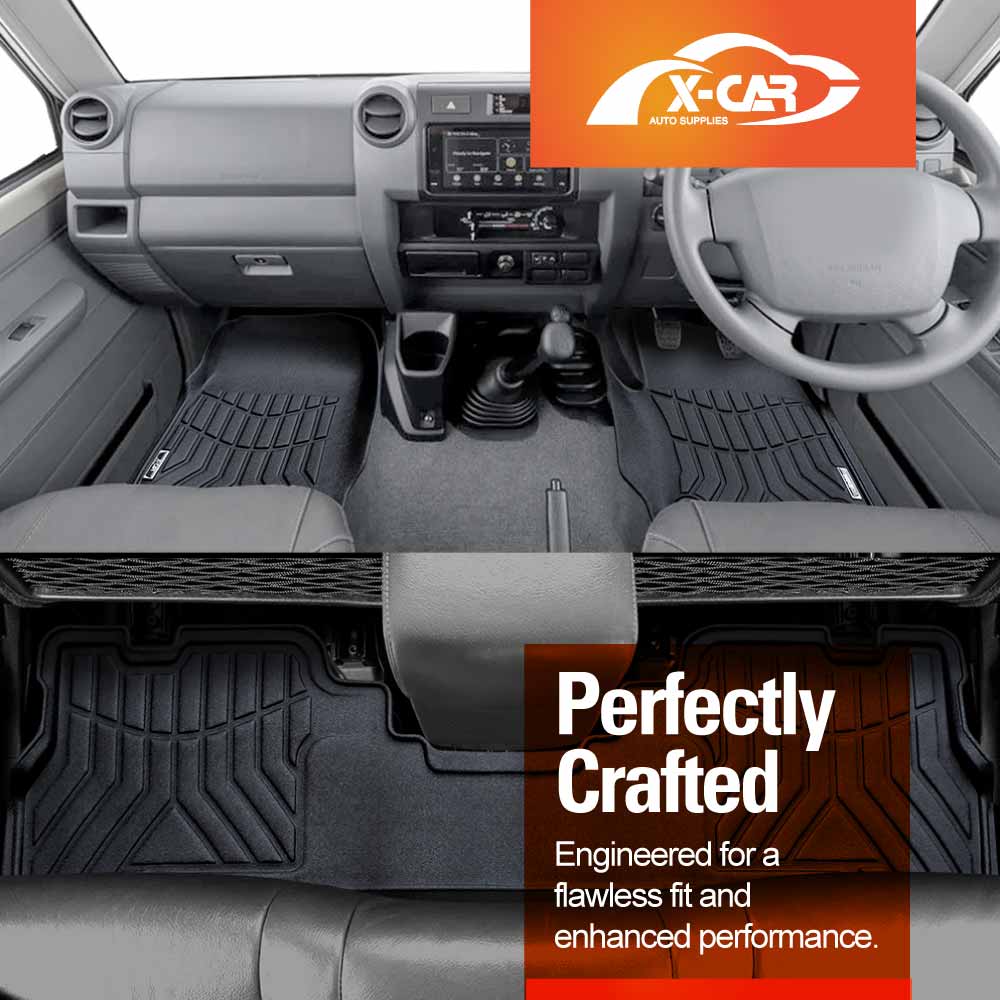 3D Floor Mats for Toyota Landcruiser 70/79/76 Series 2012-Onwards Customized Heavy Duty All Weather Car Liner Full Set Carpet