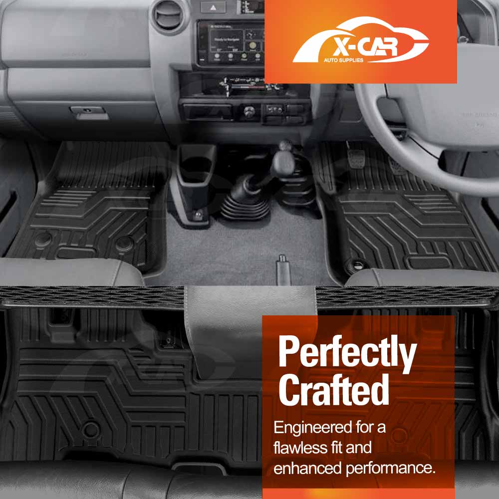 3D Floor Mats Boot Liner Set for Toyota Landcruiser 70/76 Series 2012-2023 All Weather Heavy Duty Cargo Car Trunk Luggage Tray