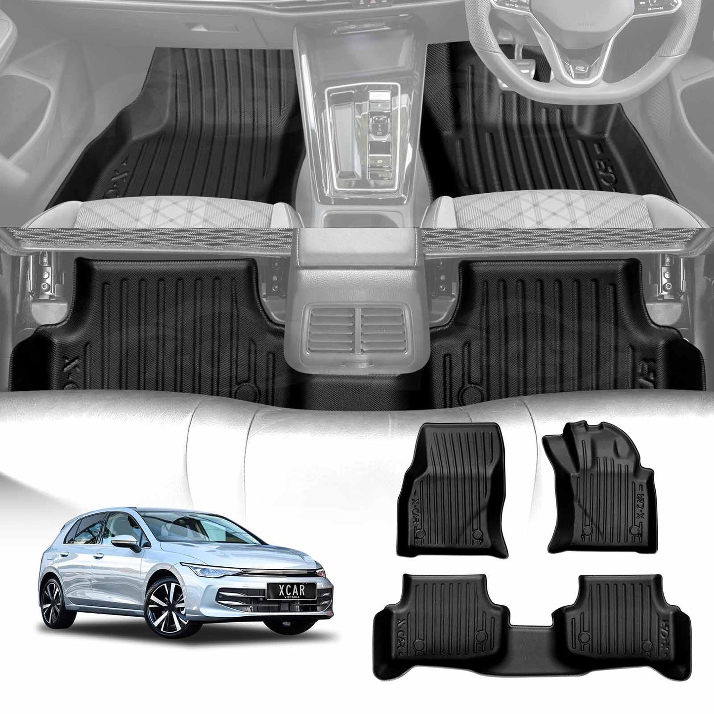 3D Floor Mats for Volkswagen VW Golf MK7 MK7.5 MK8 AUTO 2013-Onwards Heavy Duty All Weather Car Carpet Liner Set Accessories