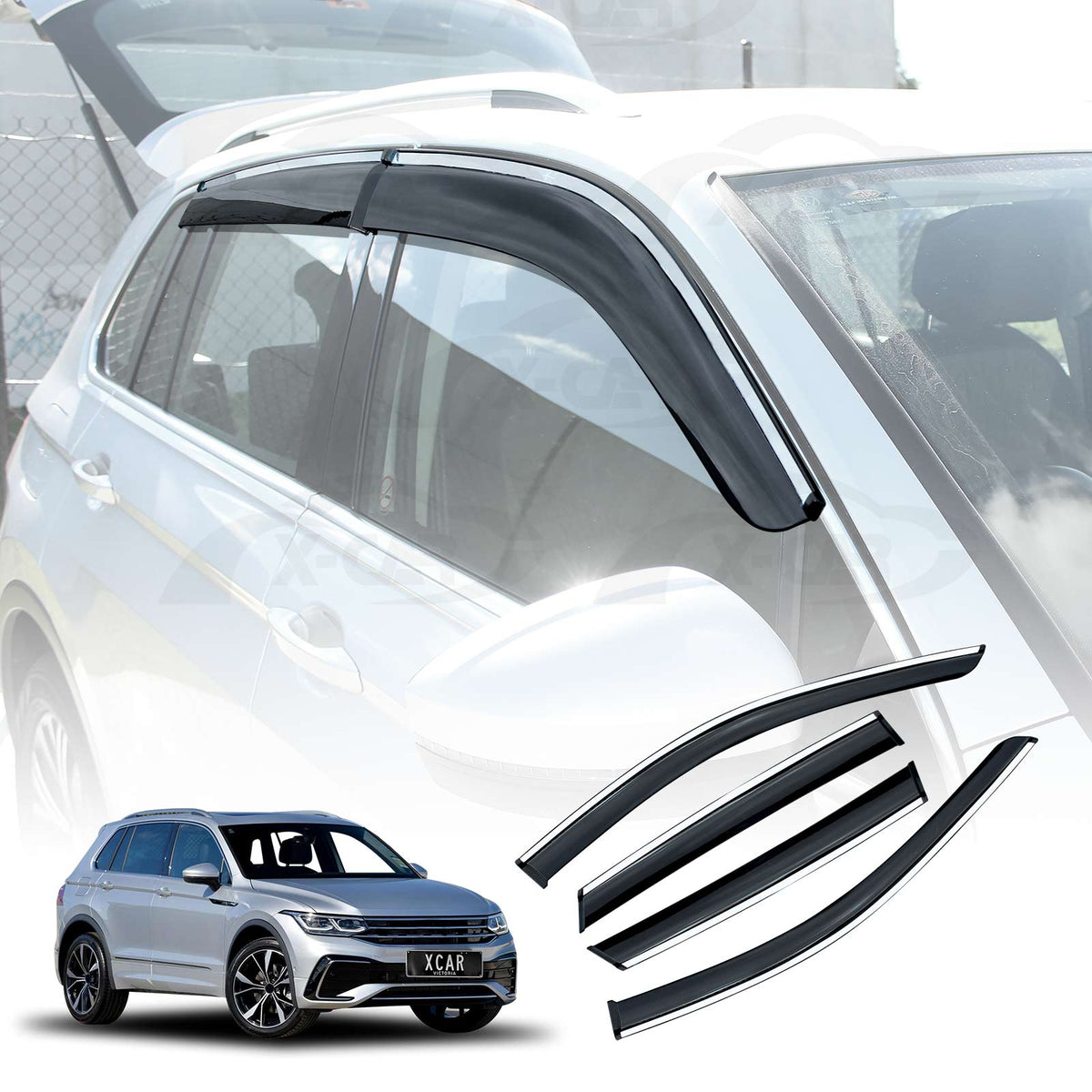 Weathershields for Volkswagen VW Tiguan 2016-2024 Car Weather Shields Wind Deflectors Window Sun Visor 4-Piece Set