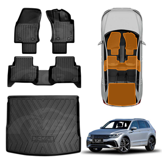 3D Floor Mats Boot Liner for Volkswagen VW Tiguan 2016-2024 All Weather Heavy Duty Cargo Car Trunk Luggage Tray