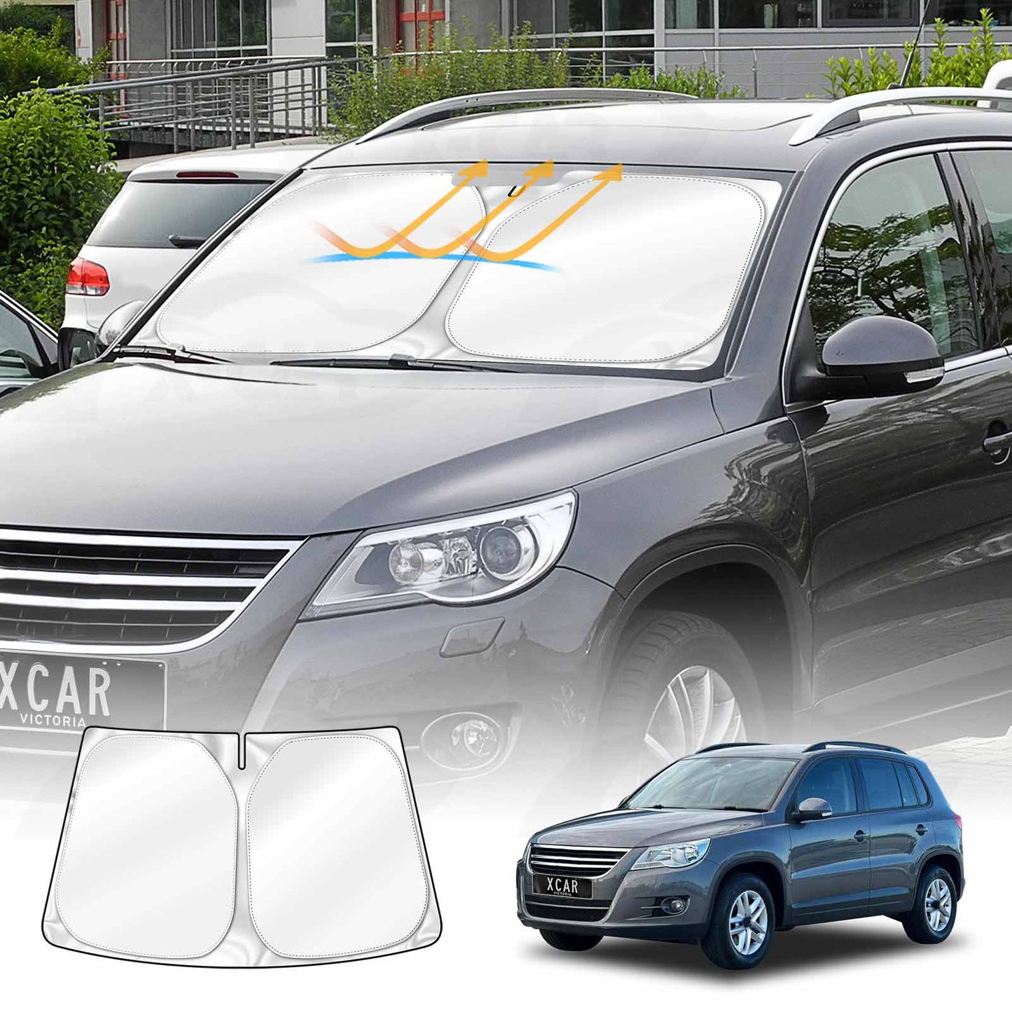 WindScreen Sun Shade for Volkswagen Tiguan 2008-2016 Blocks UV Rays Sun Visor Protector Foldable Sunshade