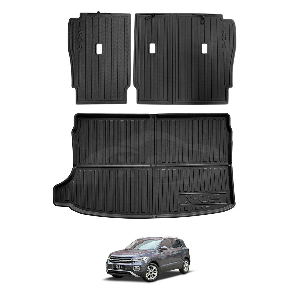 Boot Liner Back Seat Protector for Volkswagen T-Cross 2019-Onwards All Weather Heavy Duty Cargo Car Trunk Kick Mats