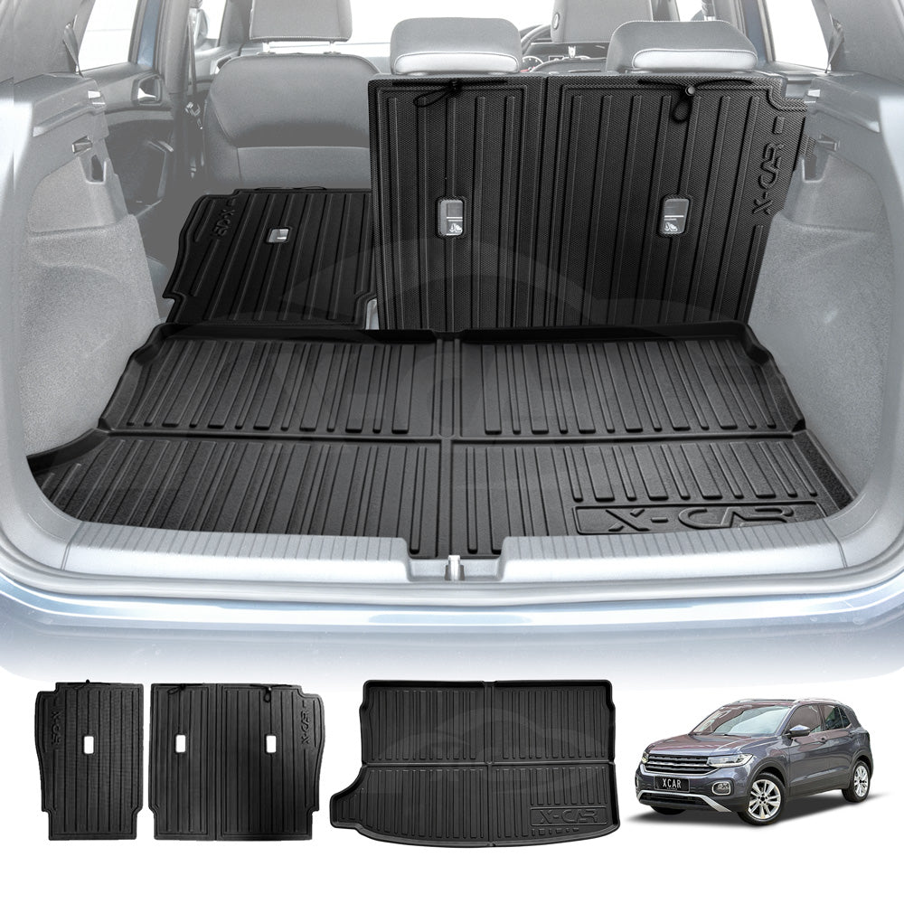 Boot Liner Back Seat Protector for Volkswagen T-Cross 2019-Onwards All Weather Heavy Duty Cargo Car Trunk Kick Mats