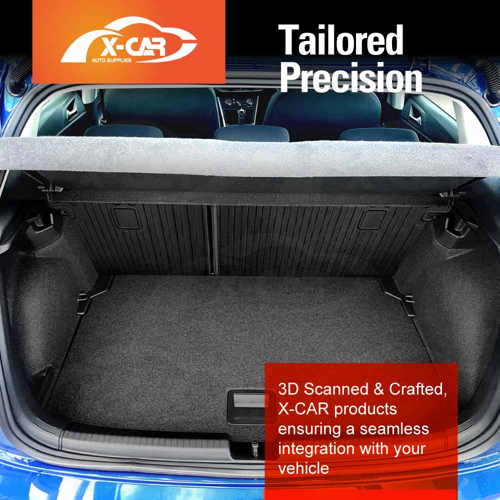 3D Floor Mats Boot Liner Set for Volkswagen Polo MK6 Hatch 2018-Onwards All Weather Heavy Duty Cargo Kick Mats Back Seat Protector Cover