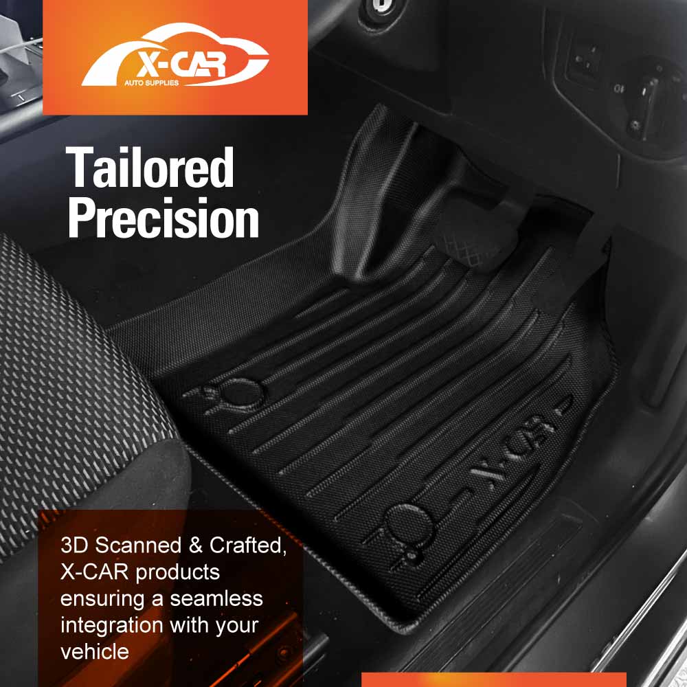 3D Floor Mats Boot Liner Set for Volkswagen Polo MK6 Hatch 2018-Onwards All Weather Heavy Duty Cargo Kick Mats Back Seat Protector Cover