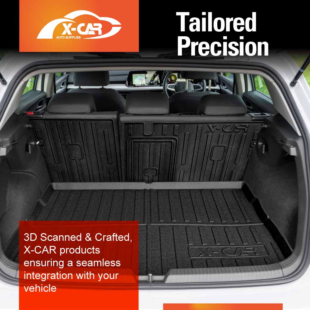 Floor Mats Boot Liner Set for Volkswagen VW Golf MK7 MK7.5 MK8 2013-Onwards All Weather Heavy Duty Cargo Kick Mats Back Seat Cover