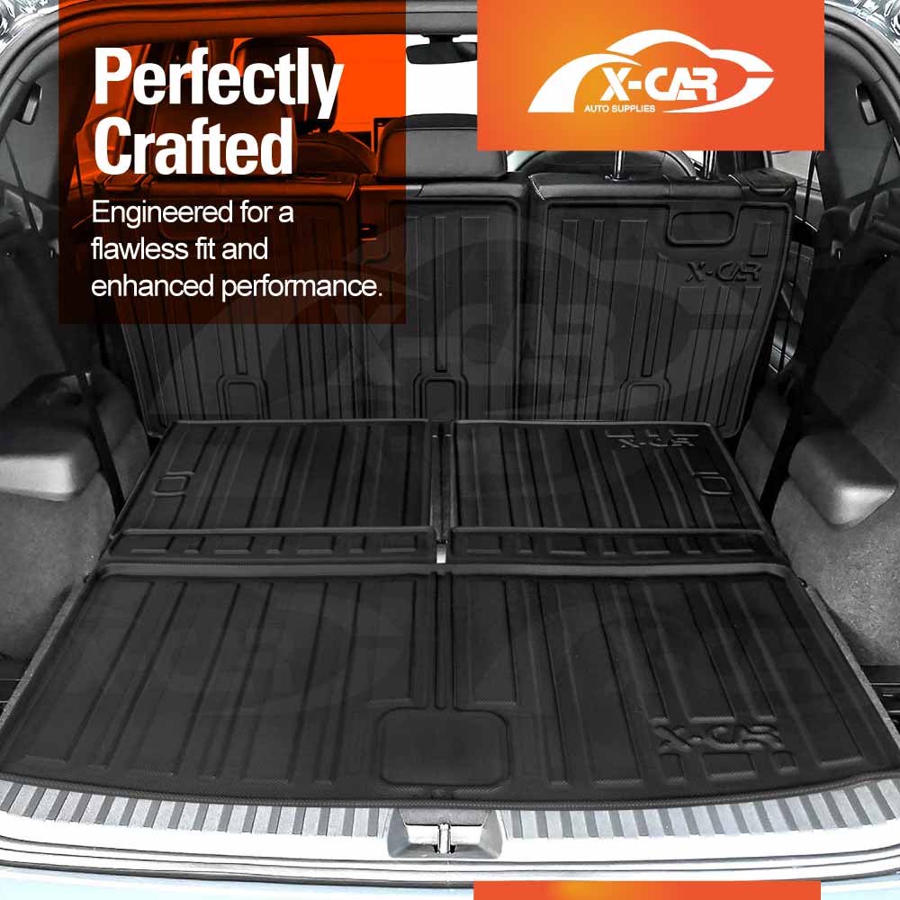 Boot Liners Kick Mats Set for Volkswagen Tayron 7 Seater 2025-Onwards All Weather Heavy Duty Cargo Car Trunk Back Seat Protector