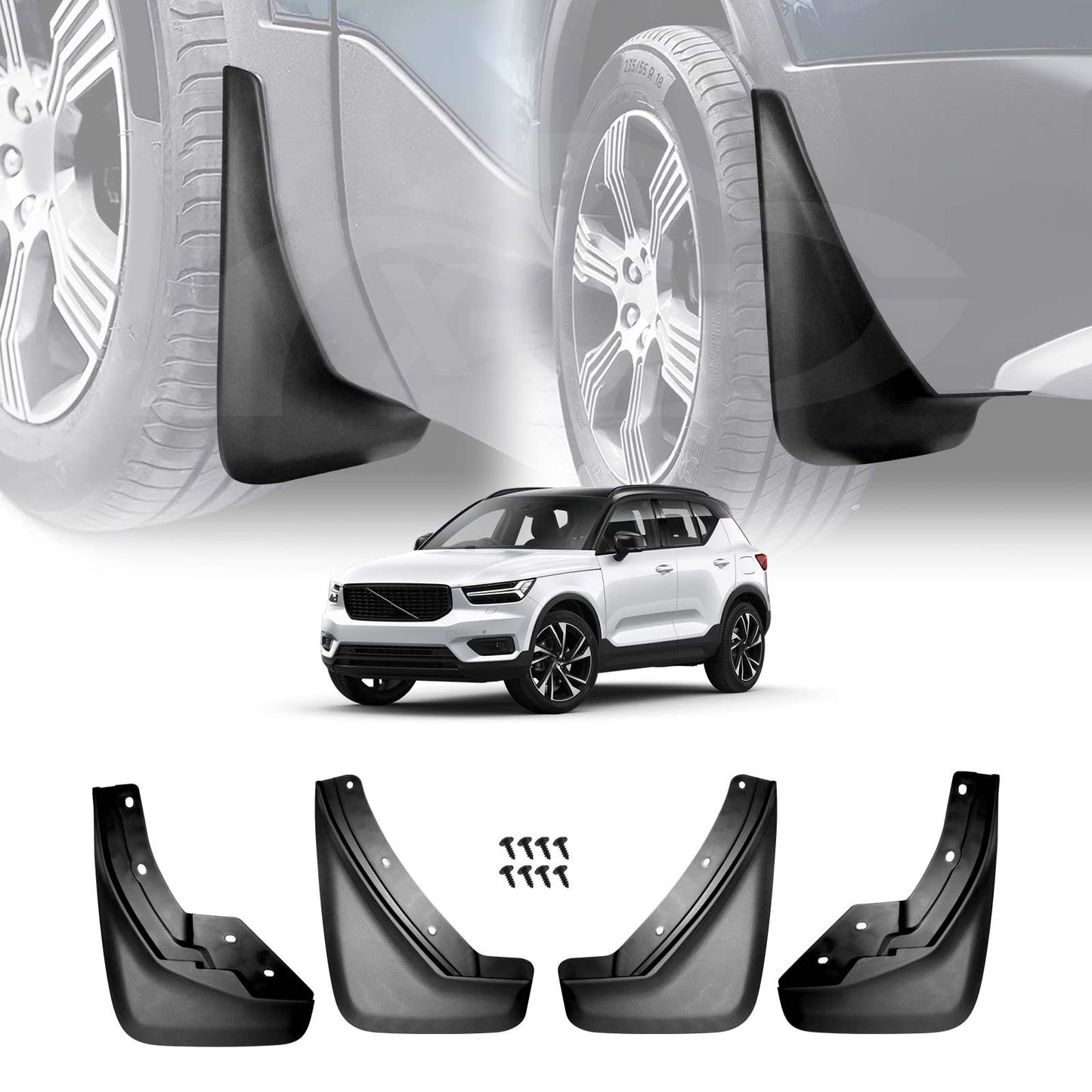 Mud Flaps Splash Guards for Volvo XC40 2018-2025 Mudguard Fender Front and Rear Set of 4