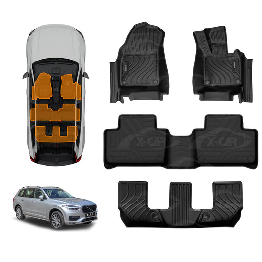 3D Floor Mats for Volvo XC90 2015-Onwards Heavy Duty All Weather Car Mats Carpet Liner Set