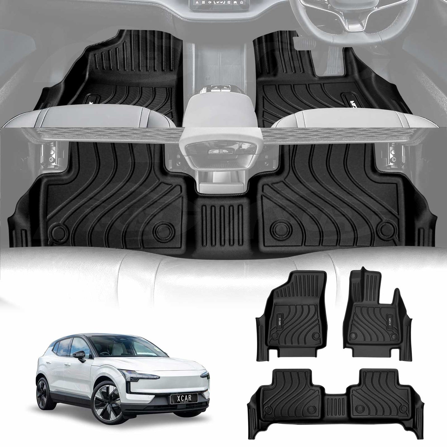 3D Floor Mats for Volvo EX30 2024-Onwards Heavy Duty All Weather Car Mats Carpet Liner Set