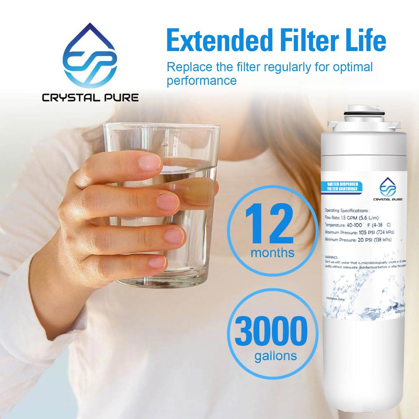 Replacement Water Filter for Elkay 51300C Compatible with ezH2O and Halsey Taylor Bottle Filling Stations 1-Pack