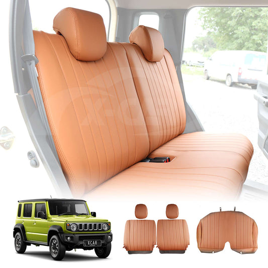 Rear Seat Covers for Suzuki Jimny XL 5-Door 2023-2025 Khaki Premium Vintage PU Leather Interior Accessories