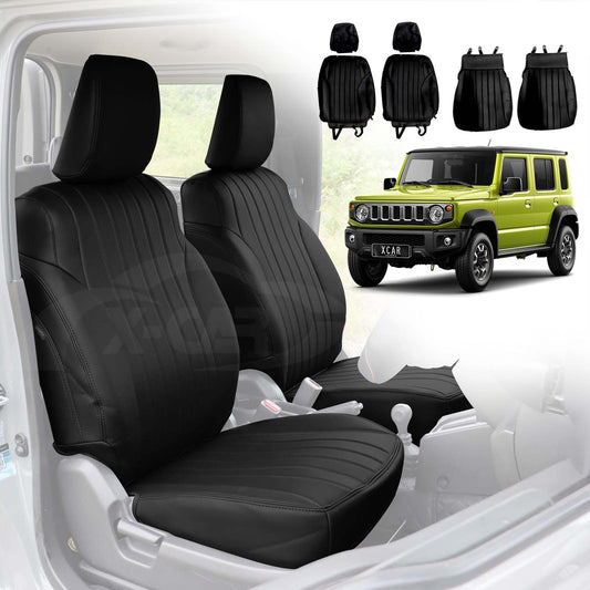 Front Seat Covers for Suzuki Jimny XL 5-Door 2023-2025 Black Premium Vintage PU Leather Interior Accessories
