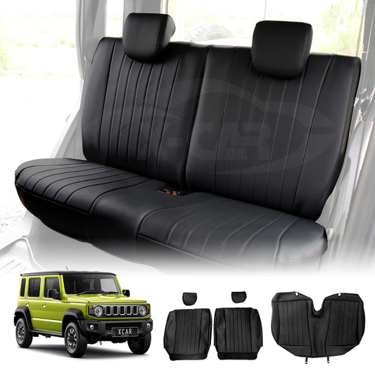 Rear Seat Covers for Suzuki Jimny XL 5-Door 2023-2025 Black Premium Vintage PU Leather Interior Accessories
