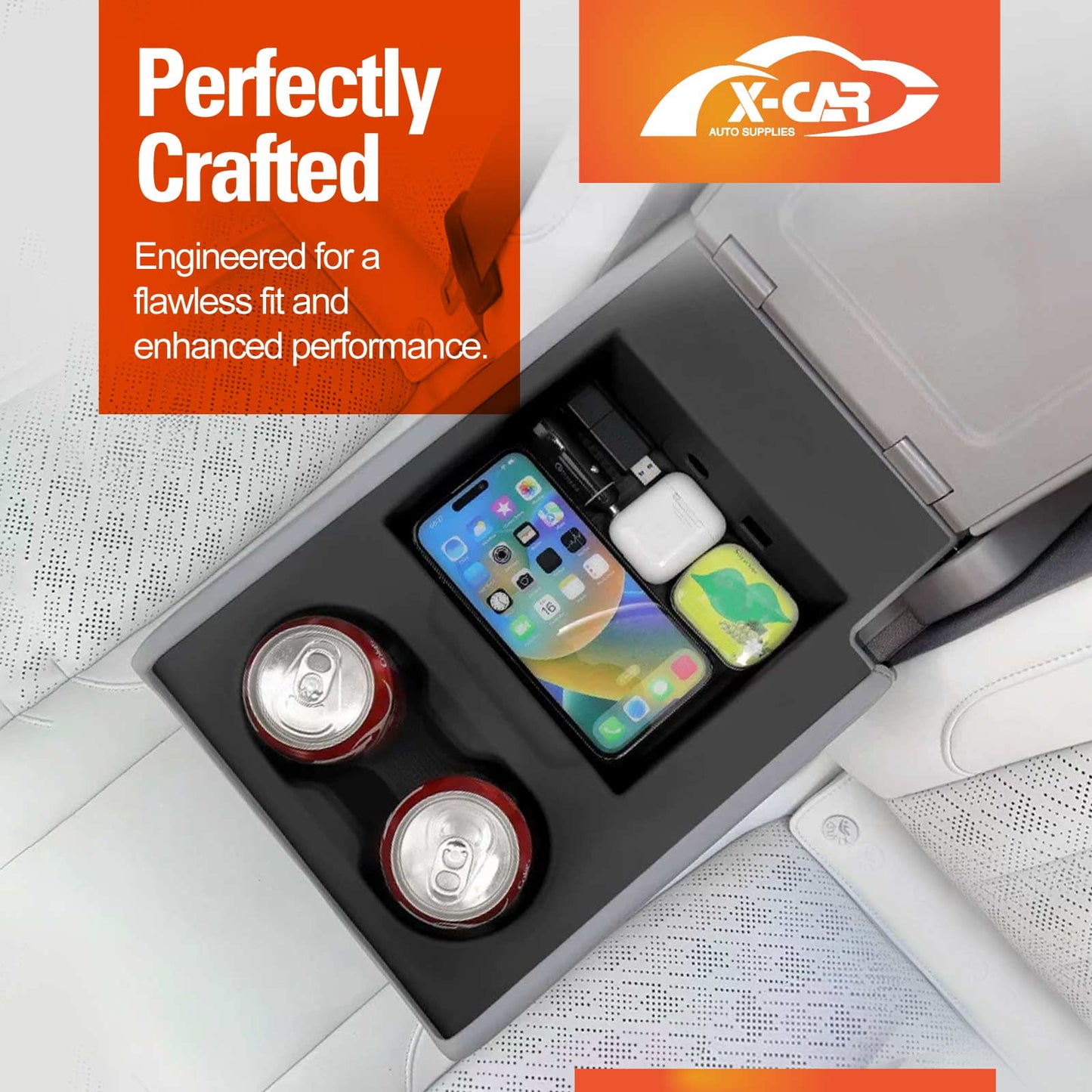 Armrest & Cup Holder Organizer Tray for Zeekr 7X 2025-Onwards Rear Row Seat Drink Storage Interior Accessories