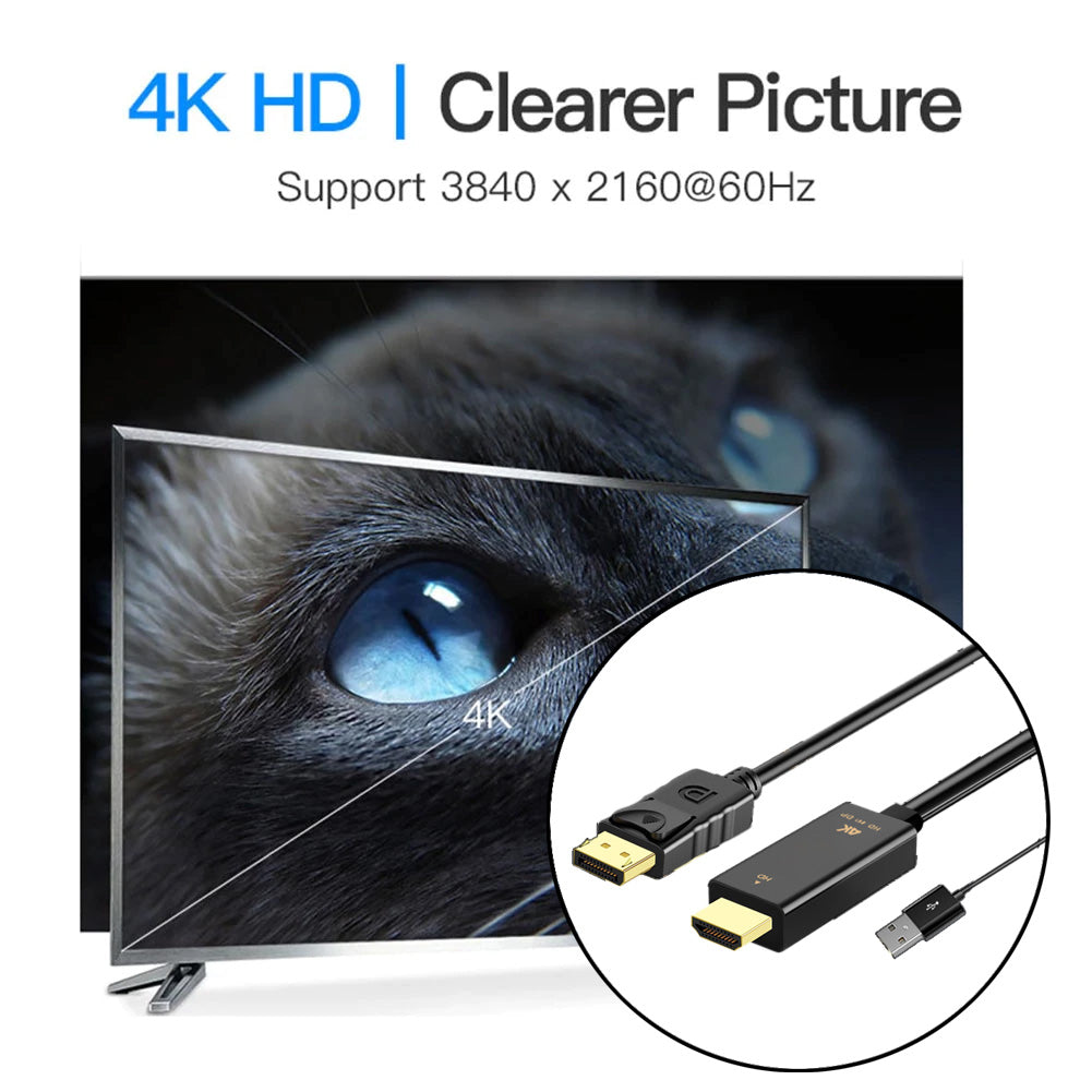 HDMI to DP Adapter/Converter 4K 60Hz HDMI Male to DisplayPort Male for PC Laptop Xbox One 360 NS Mac Mini