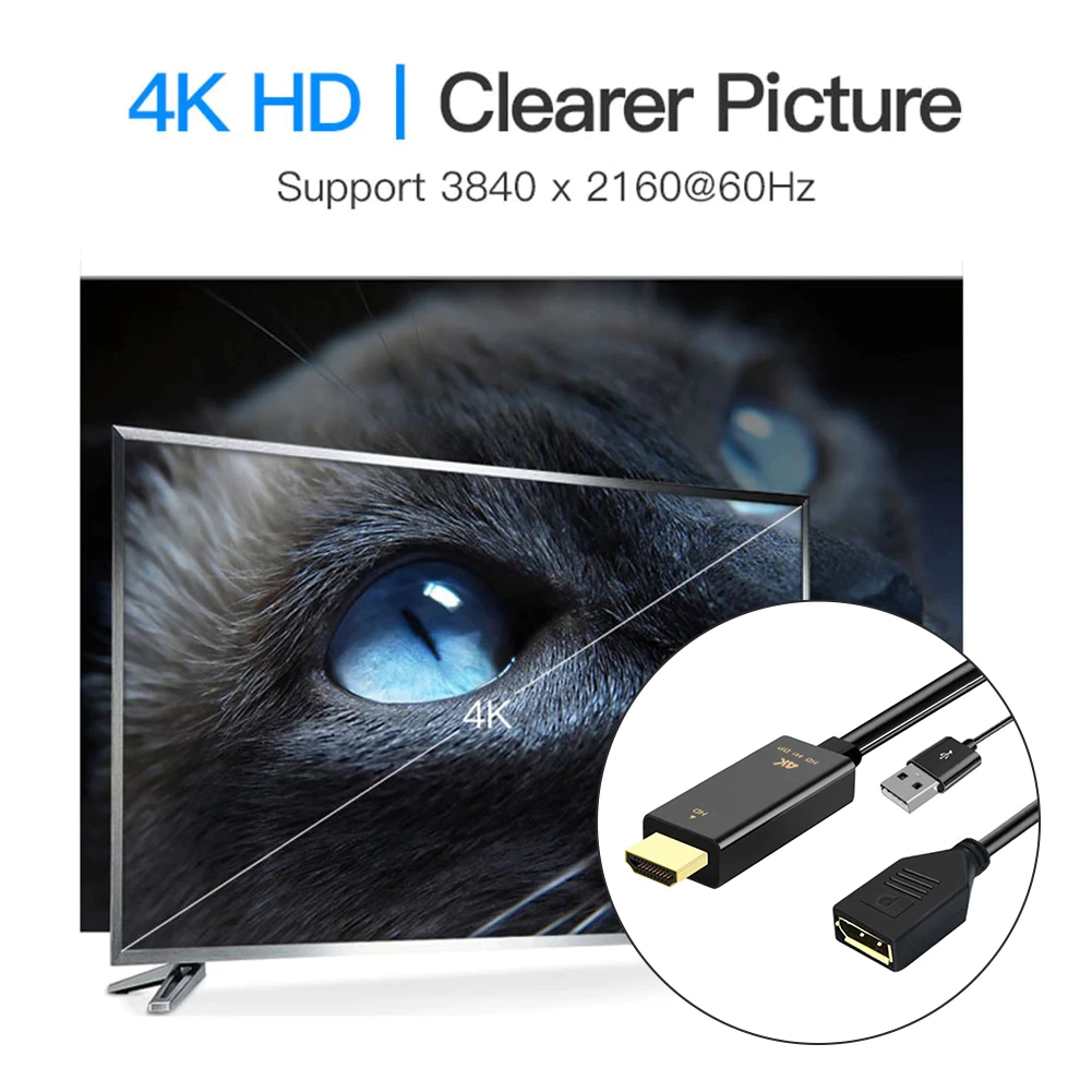 HDMI to DP Adapter/Converter 4K 60Hz HDMI Male to DisplayPort Female for PC Laptop Xbox One 360 NS Mac Mini
