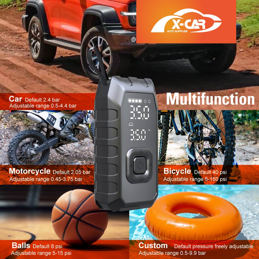 Portable Cordless Air Compressor Air Pump With Jump Starter 150 PSI Tire Inflator Booster