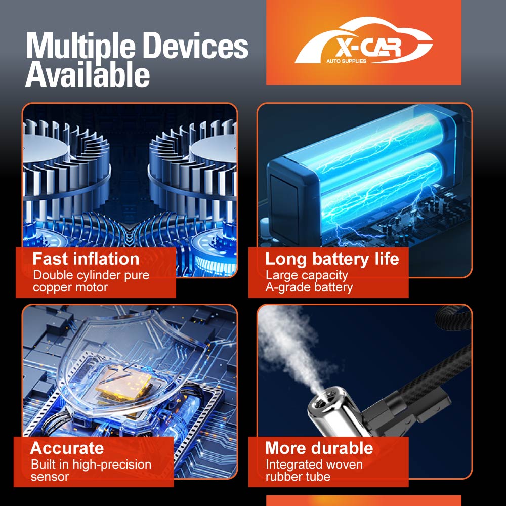 Portable Cordless Air Compressor Air Pump With Jump Starter 150 PSI Tire Inflator Booster