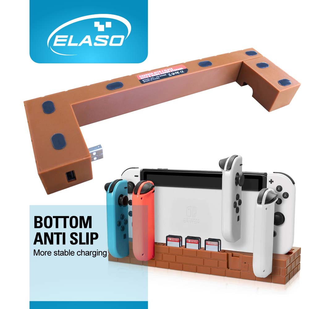 Mario Brick Charger Charging Dock Game Holder Stand Base for Nintendo Switch & OLED Console Joy-Con Switch Pro Controllers