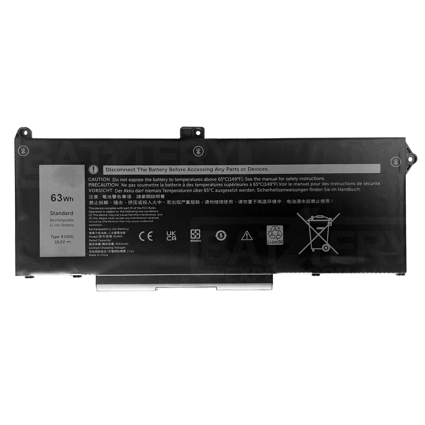 63Wh Replacement Battery for Dell Latitude 5520 5420 Precision 3560, Part RJ40G