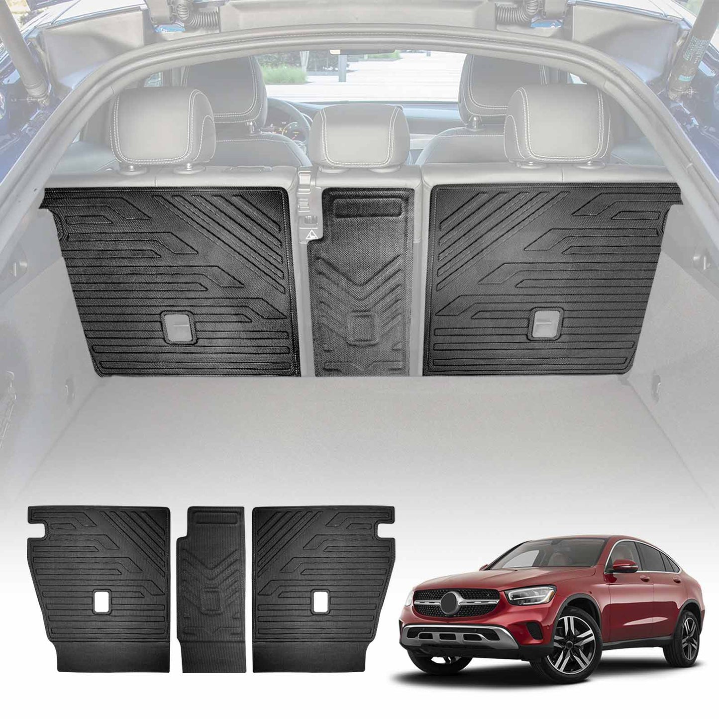 3D All Weather Back Seat Protector for Mercedes-Benz GLC Coupe 2016-2023 Heavy Duty Car Seats Kick Mats Cover