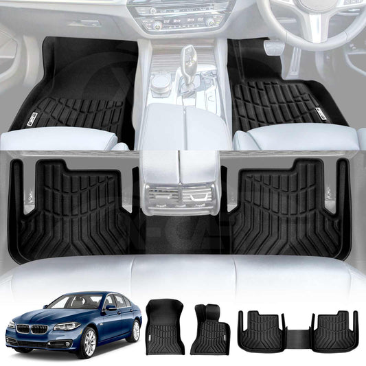 3D All-Weather Floor Mats for BMW 5 Series F10 Sedan 2010-2016 Heavy Duty Customized Car Floor Liners Full Set Carpet