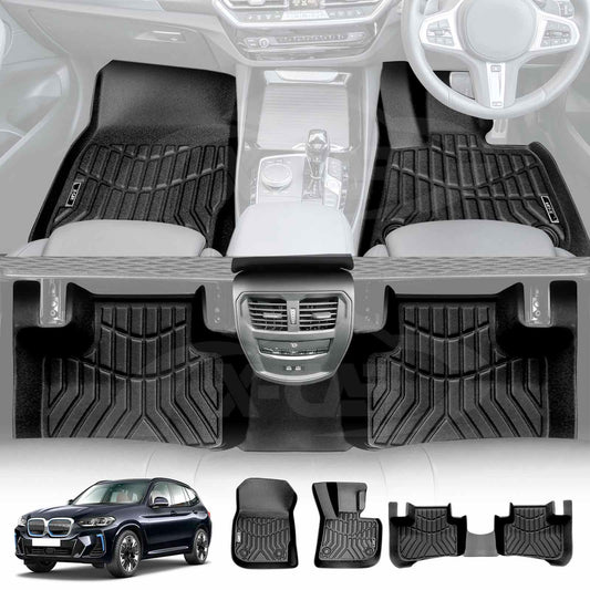 3D All-Weather Floor Mats for BMW iX3 2023-2025 Heavy Duty Customized Car Floor Liners Full Set Carpet