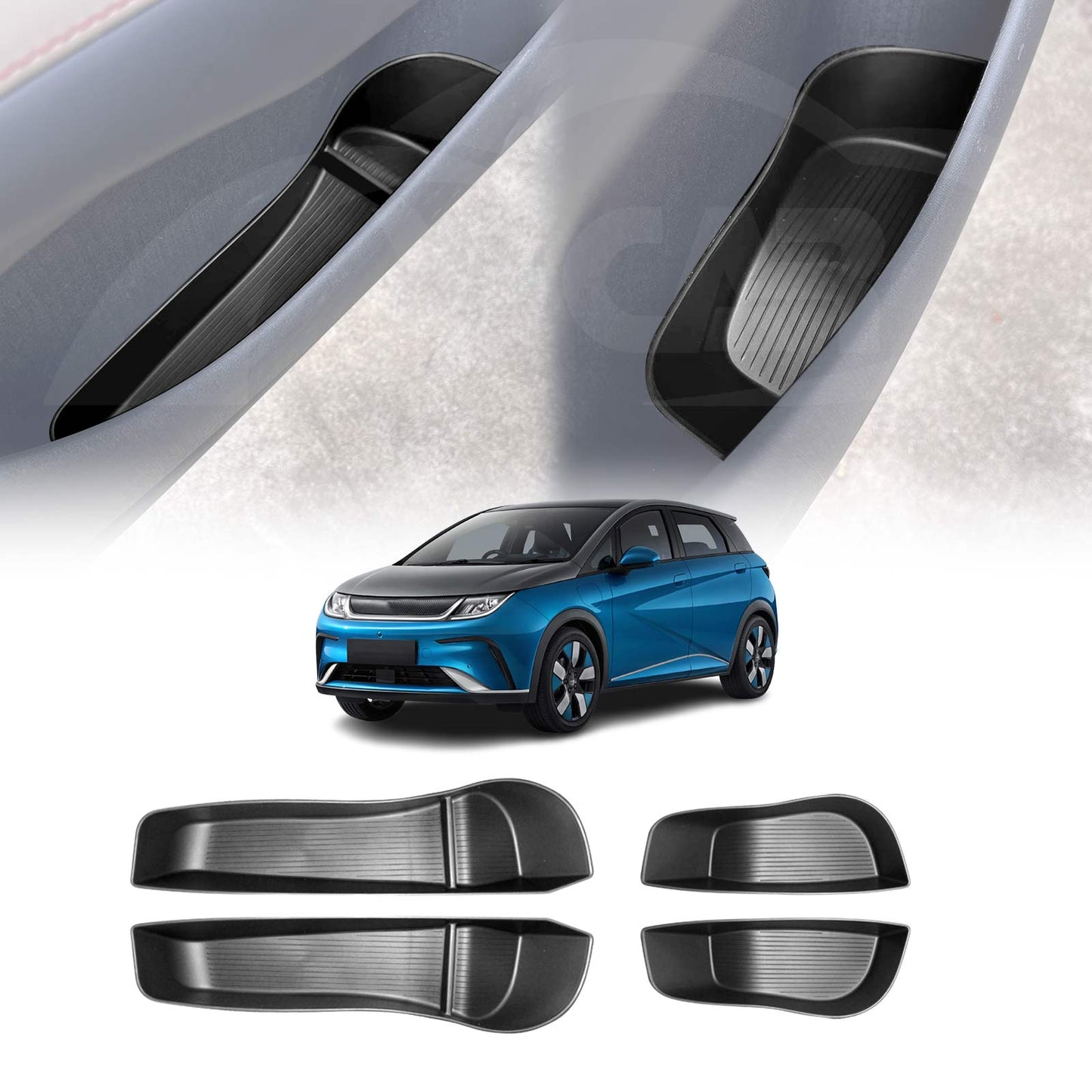 Car Door Side Storage Box Tray for BYD Dolphin 2023-2025 Organizer Accessories Front and Rear Row Set of 4