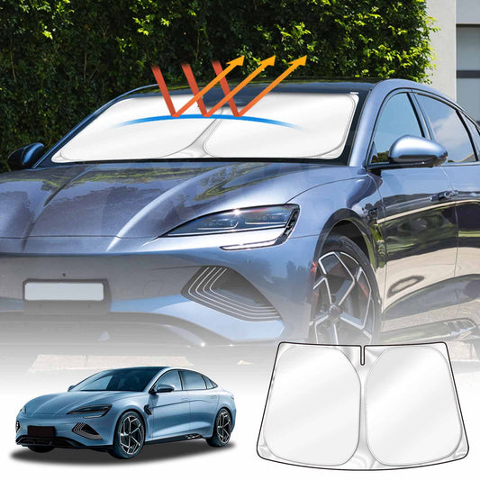 Windshield Sun Shade for BYD Seal 2023-2025 Blocks UV Rays Foldable Custom Wind Screen Sun Visor Protector