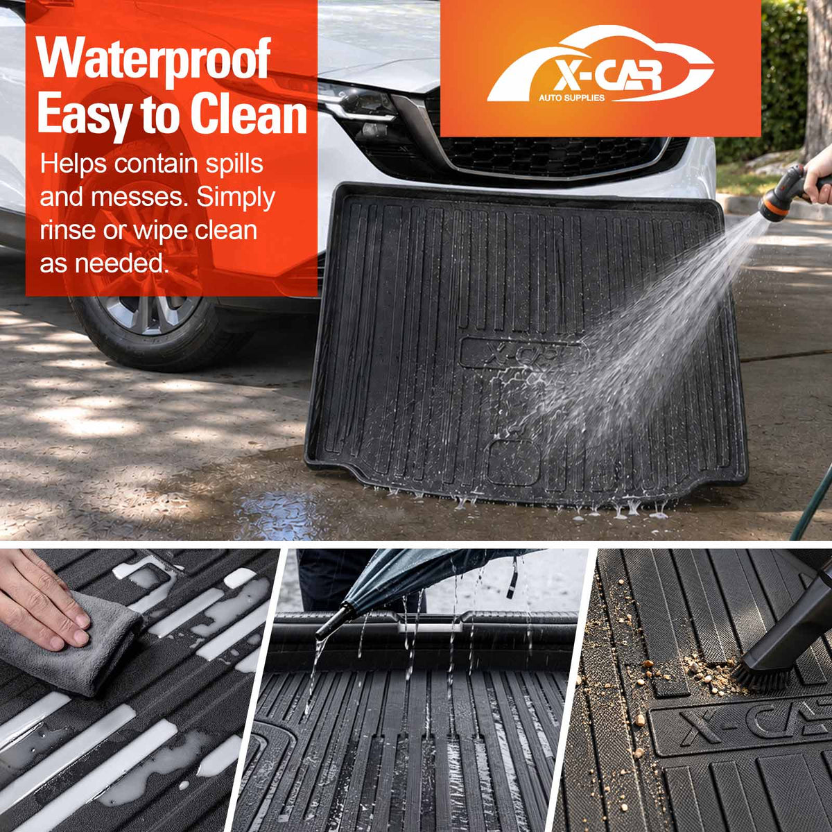 Boot Liner Kick Mats Set for Geely Starray EM-i 2025-Onwards Without Subwoofer All Weather Heavy Duty Cargo Car Trunk Back Seat Protector
