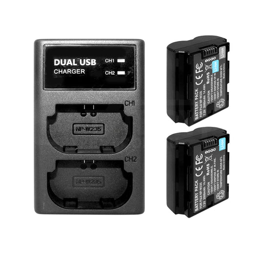 2 Rechargeable Battery External Dual USB Charger For Fujifilm GFX 100S GFX 50S II X-H2 X-H2S X-T4 X-T5 GFX100S GFX50SII XH2S XT4 XT5 NP-W235 Camera