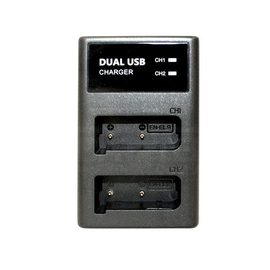 External USB Dual Battery Charger for Nikon D3000 D40 D40A D40C D40x D5000 D60 EN-EL9 EN-EL9a EN-EL9E DSLR-D40A DSLR-D40C DSLR-D40X DSLR-D60 Camera