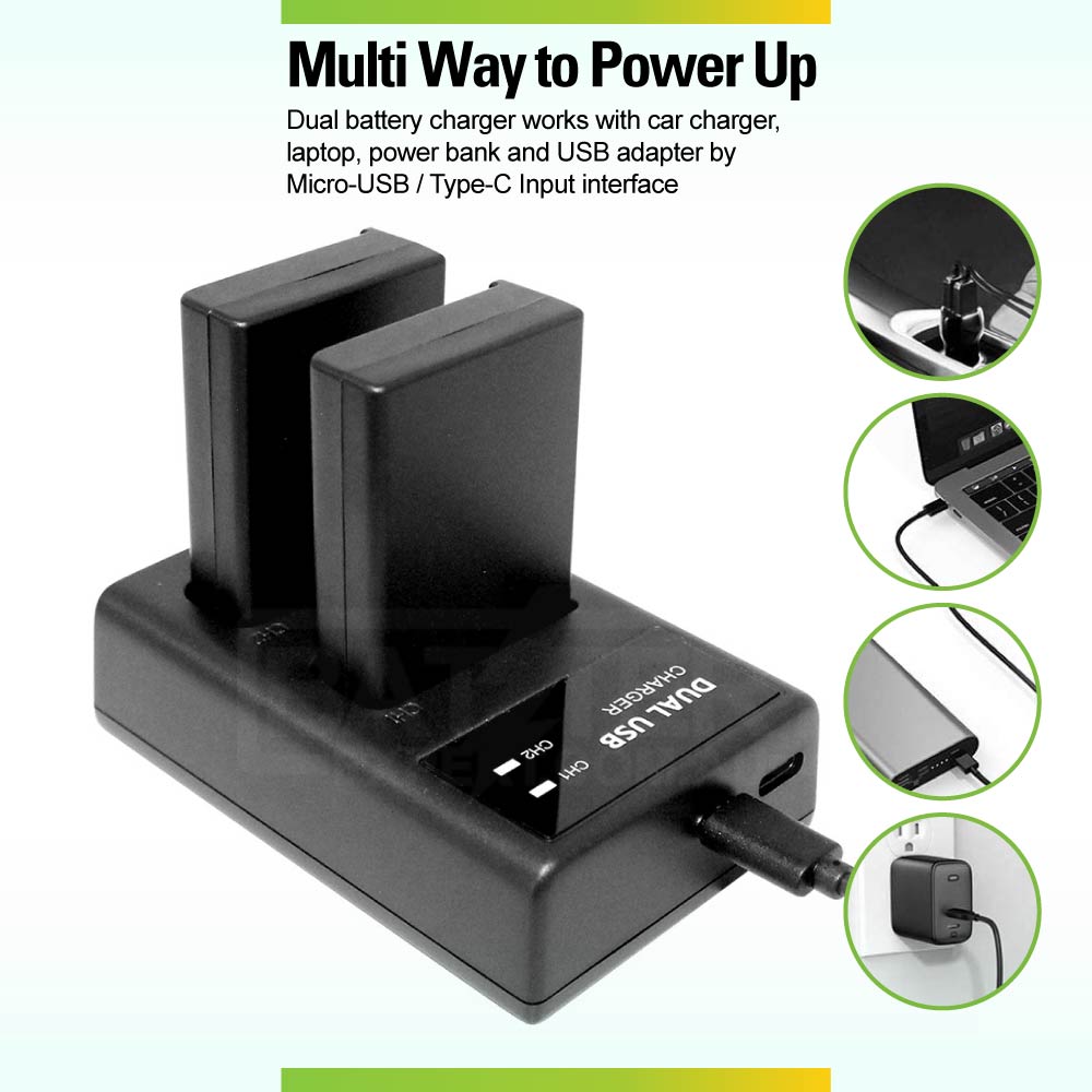 External USB Dual Battery Charger for Nikon D3000 D40 D40A D40C D40x D5000 D60 EN-EL9 EN-EL9a EN-EL9E DSLR-D40A DSLR-D40C DSLR-D40X DSLR-D60 Camera